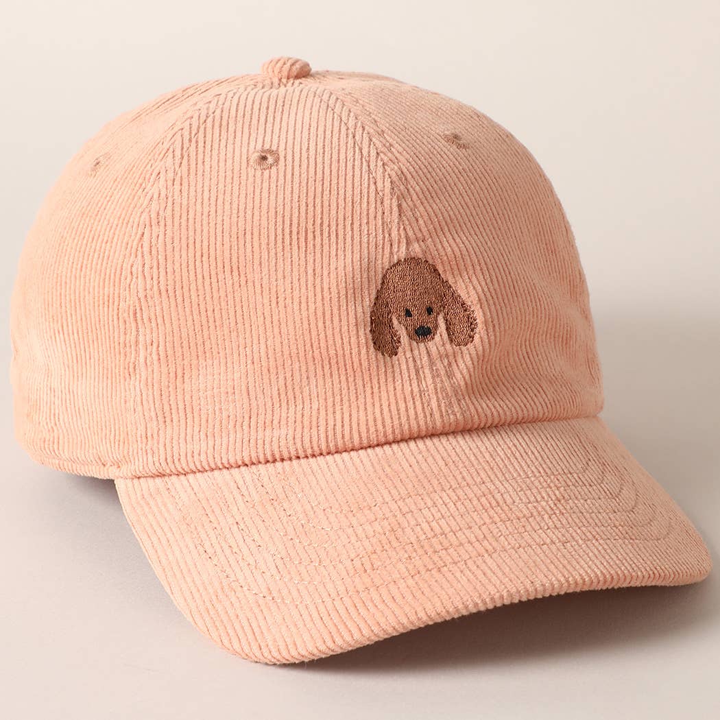 Doodle Embroidery Corduroy Baseball Cap