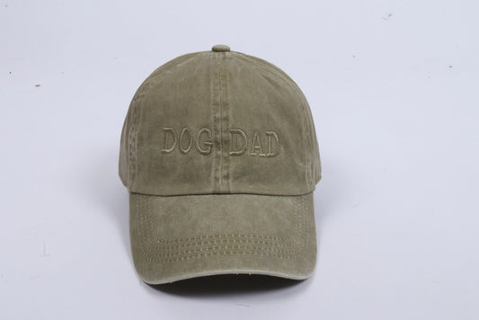 Washed Olive Dog Dad Embroidered Vintage Cap