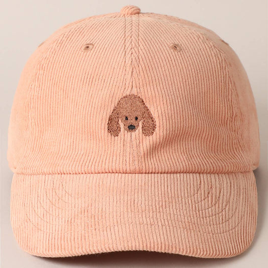 Doodle Embroidery Corduroy Baseball Cap