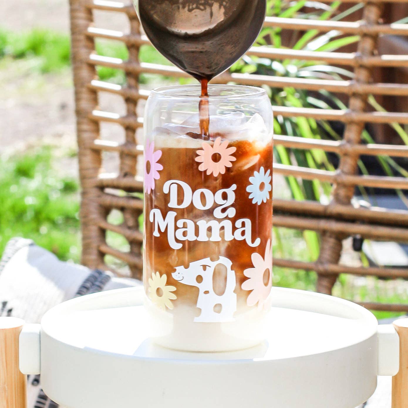 Dog Mama Glass Cup | Lid + Straw