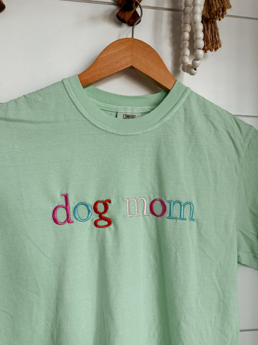 Embroidered Dog Mom T-Shirt