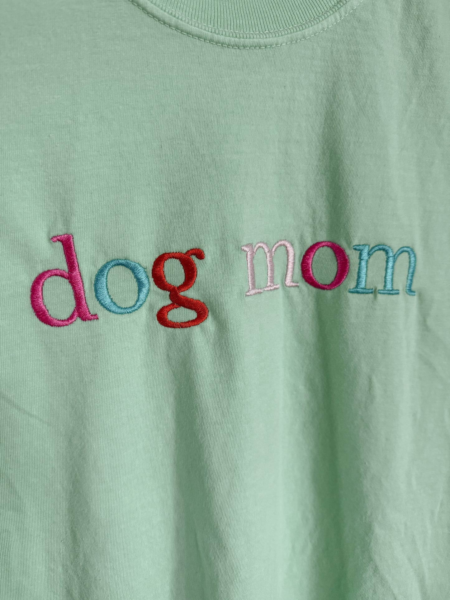 Embroidered Dog Mom T-Shirt