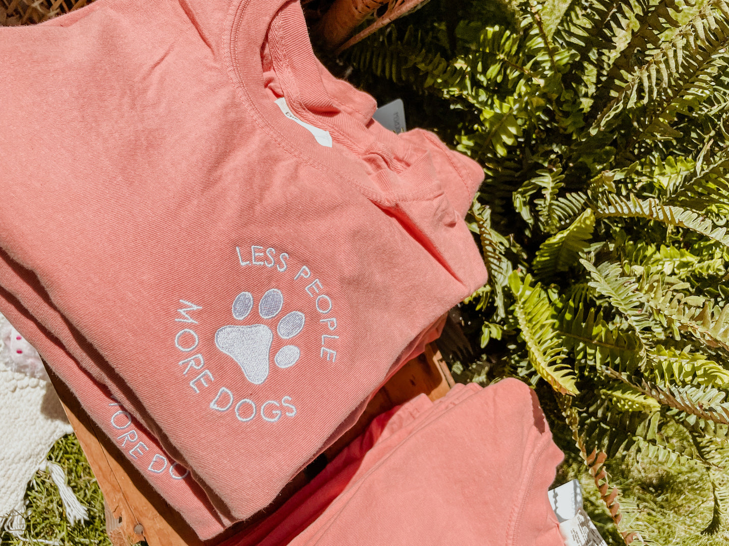 Embroidered Less People More Dogs T-Shirt