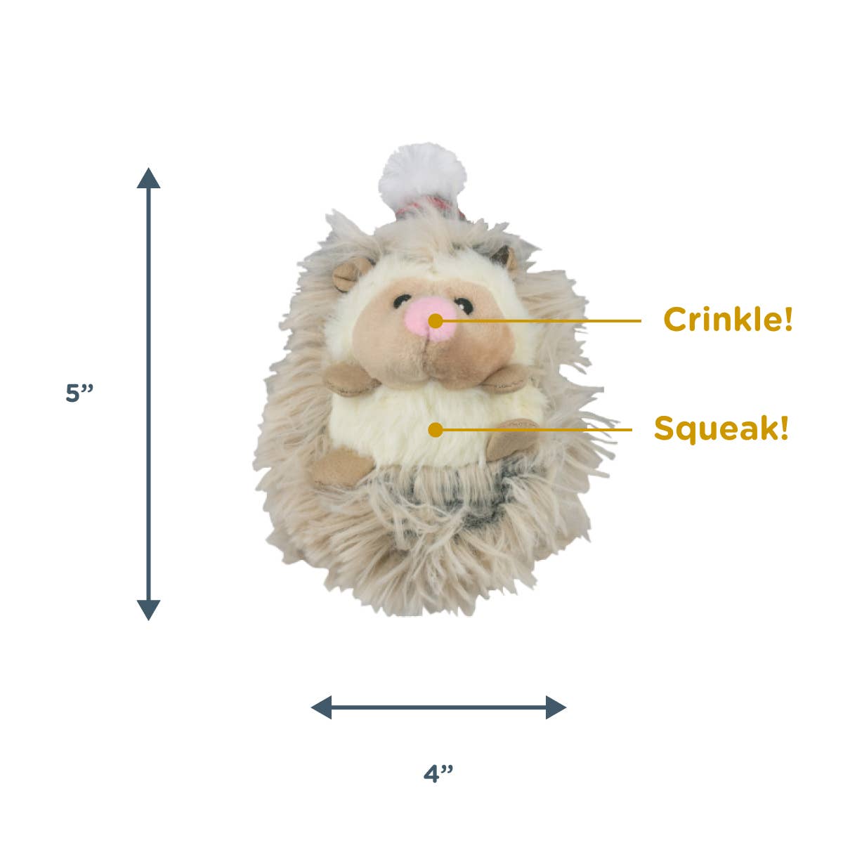 Holiday Hedgehog with Squeaker Dog Toy