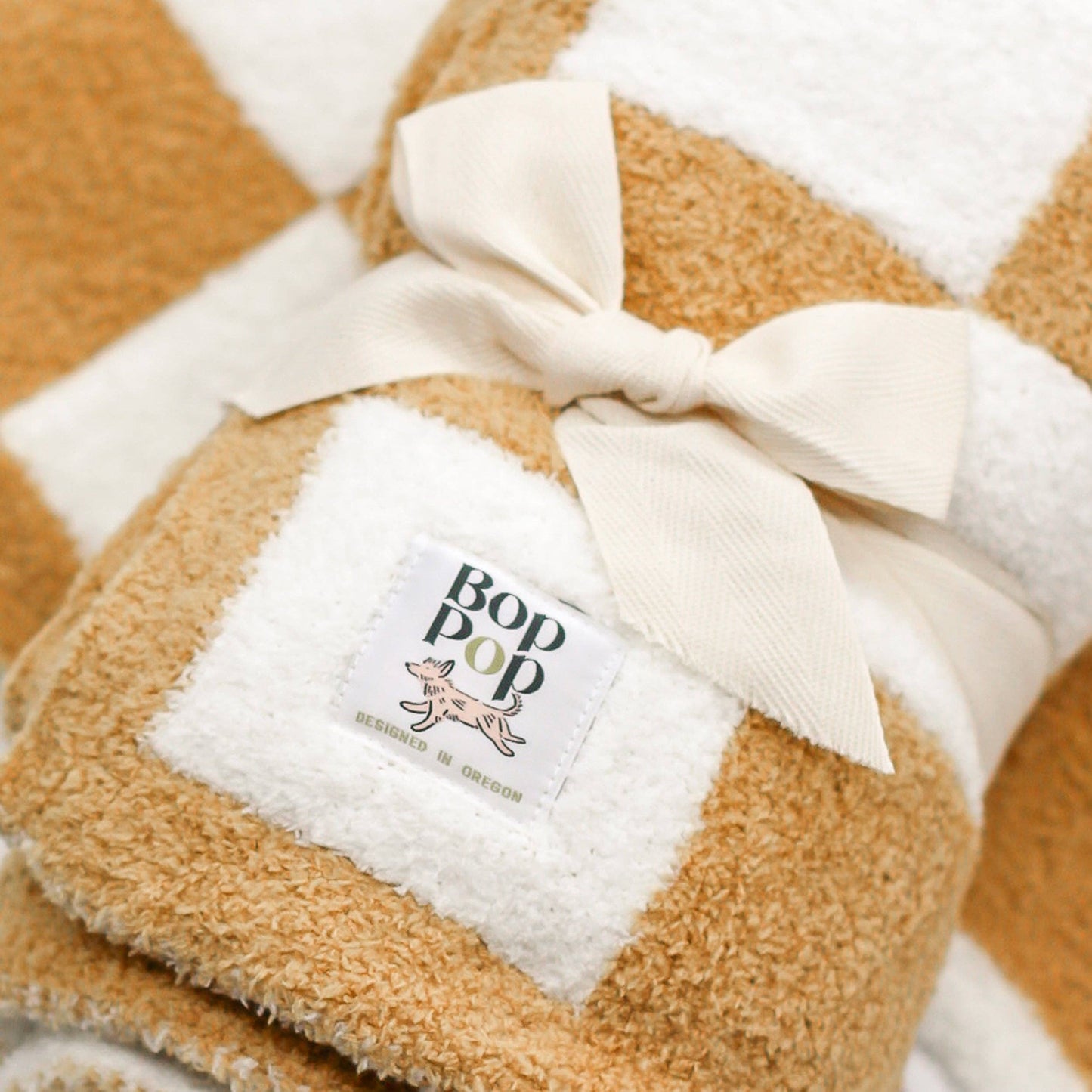 Mini Pet Blanket Tan Checkerboard