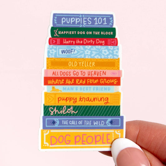 Dog Book Stack Sticker