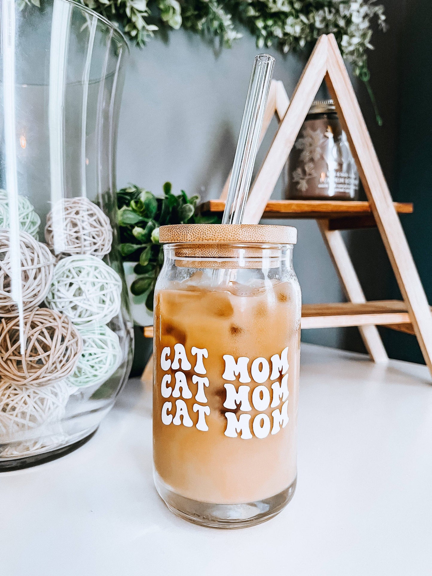 Cat Mom Glass Cup