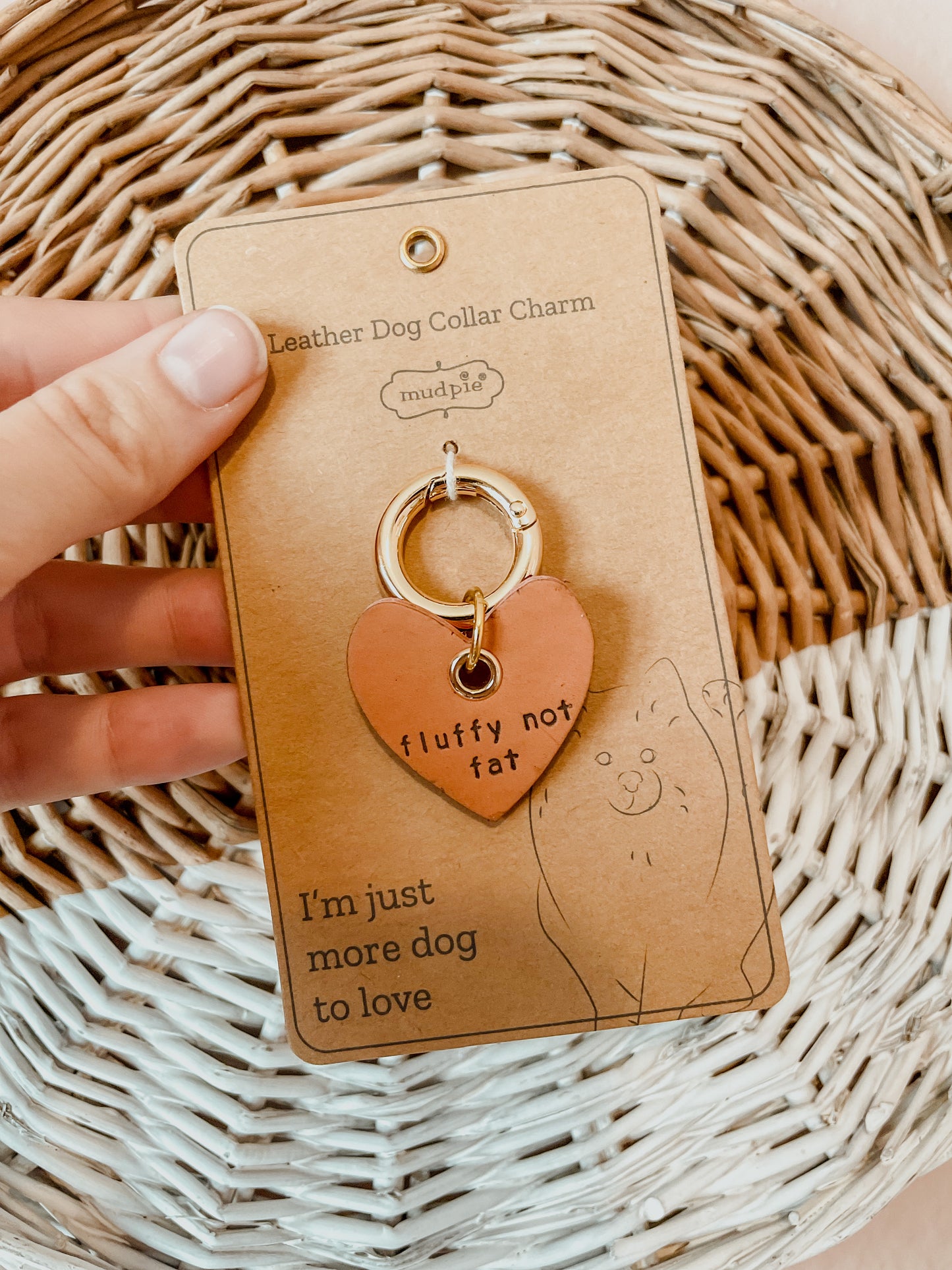 Fluffy Not Fat Leather Collar Charm