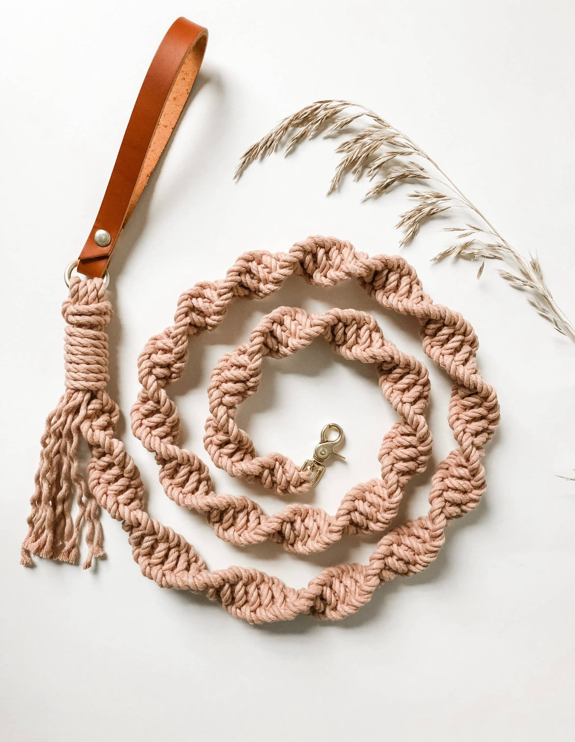 Blush Macrame Dog Leash