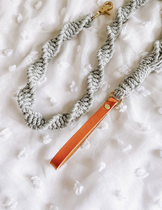 Gray Macrame Dog Leash