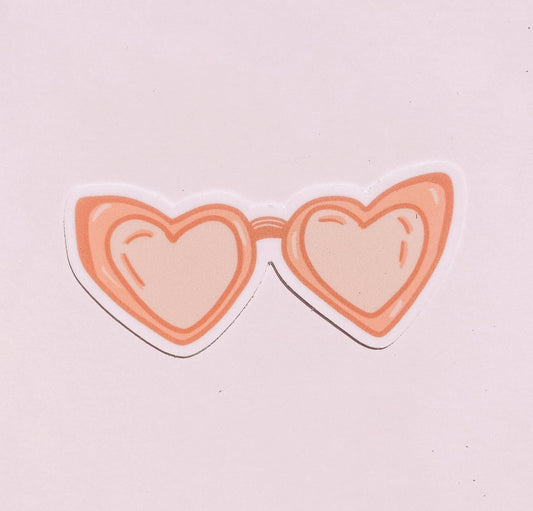 Heart Shaped Pink Sunglasses Sticker