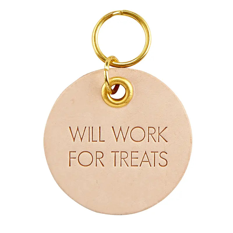 Will Work For Treats - Leather Pet Tag