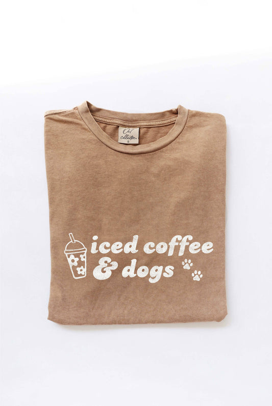 Iced Coffee and Dogs Mineral Washed Graphic Top