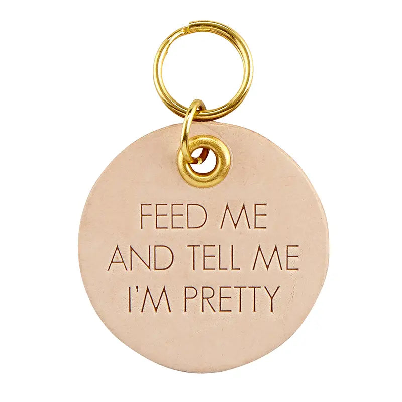 Feed Me - Leather Pet Tag