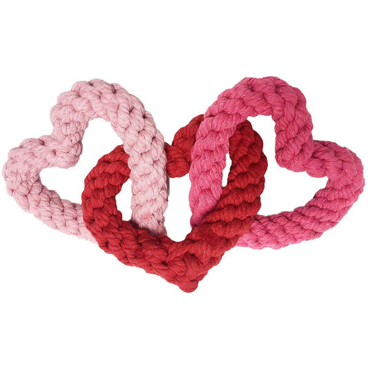Interlocking Heart Rope Valentine Dog Toy