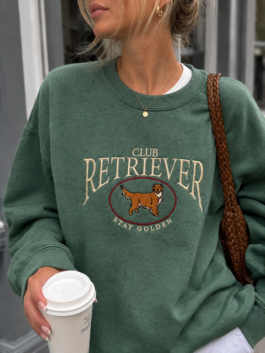 Green Embroidered Retriever Club Sweatshirt