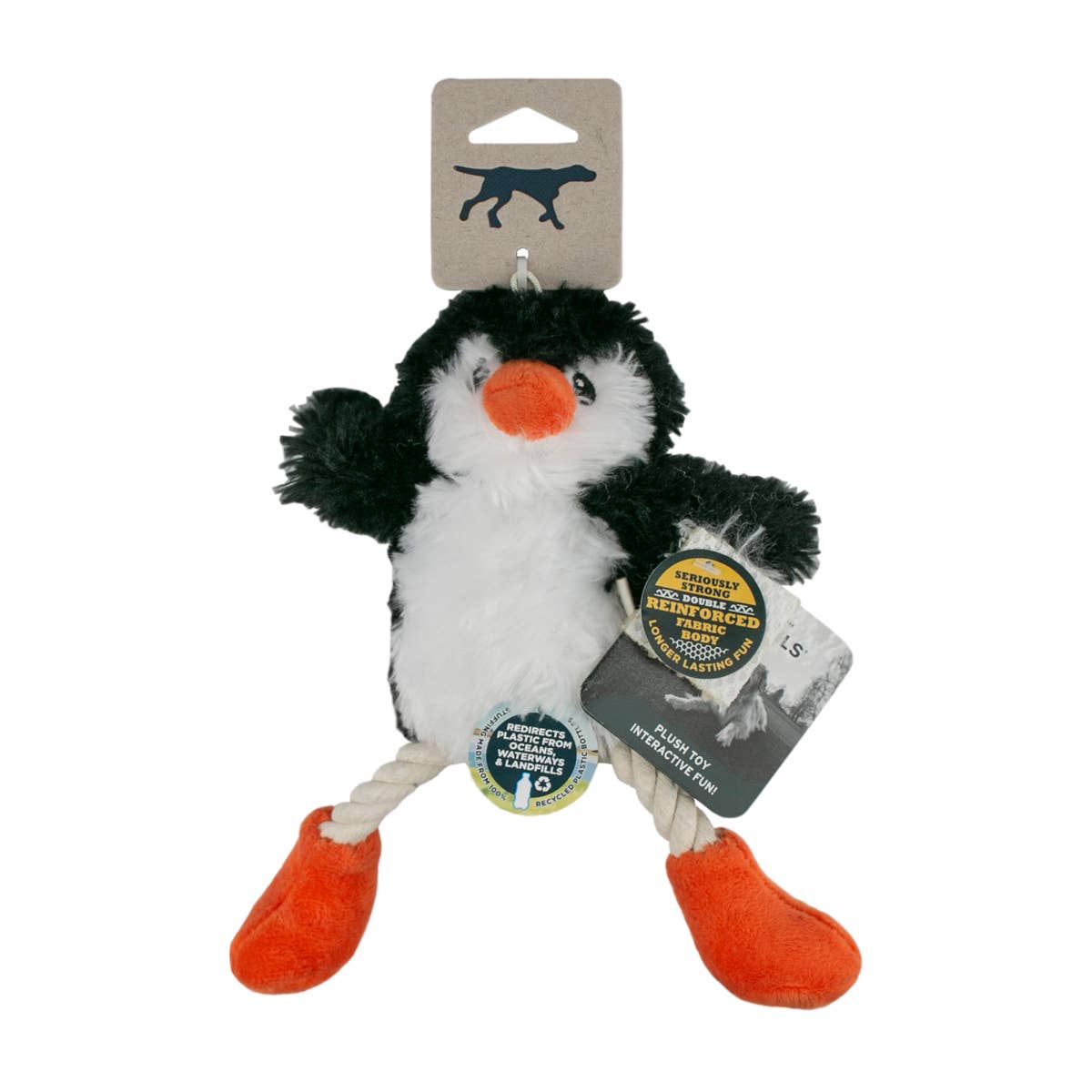 Penguin Pull-Through Rope Tug Dog Toy - 10"