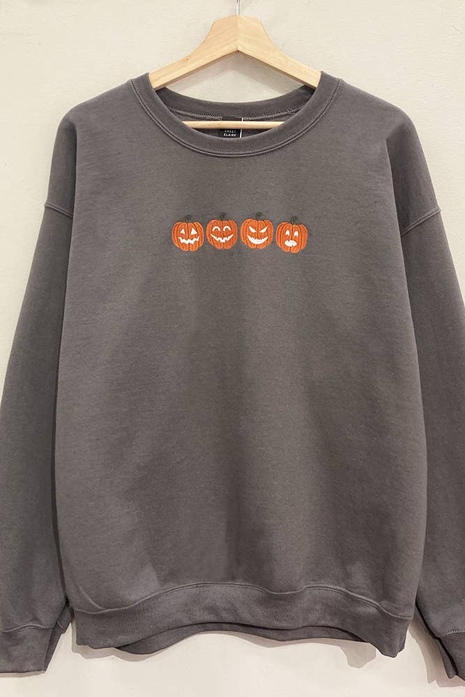 Mini Pumpkins Embroidered Sweatshirt