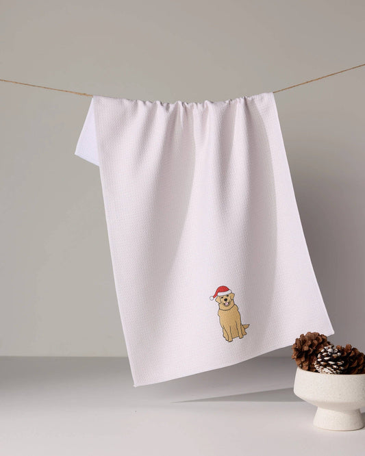 Merry Golden Tea Towel
