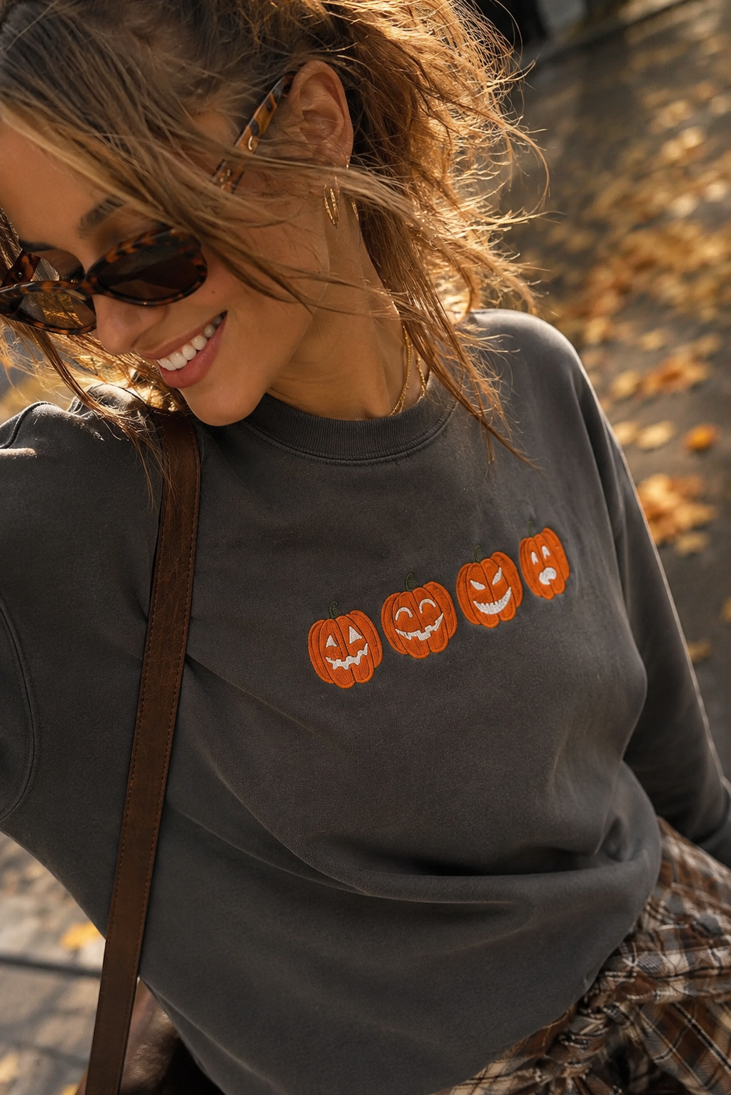 Mini Pumpkins Embroidered Sweatshirt