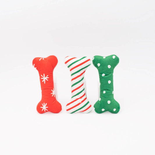 Holiday Patterned Bones - Regular 3-Pack - Dog Toy