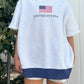 United States Flag Embroidered Mockneck Short Sleeve Sweatshirt