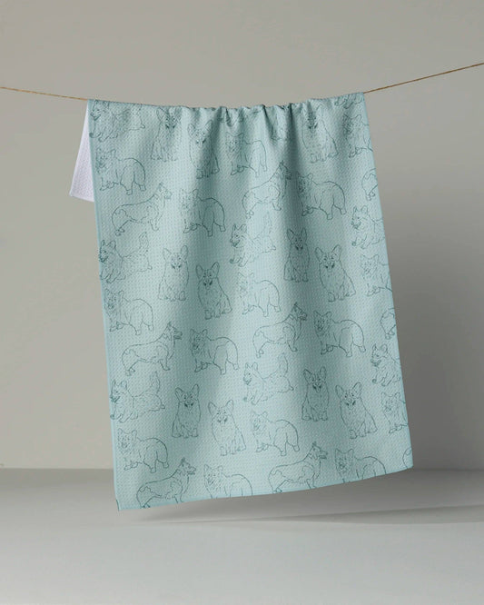 Corgi Pups Tea Towel