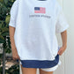 United States Flag Embroidered Mockneck Short Sleeve Sweatshirt