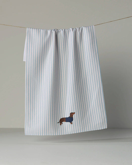 Doxie Stripe Tea Towel