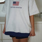 United States Flag Embroidered Mockneck Short Sleeve Sweatshirt