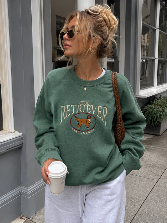 Green Embroidered Retriever Club Sweatshirt