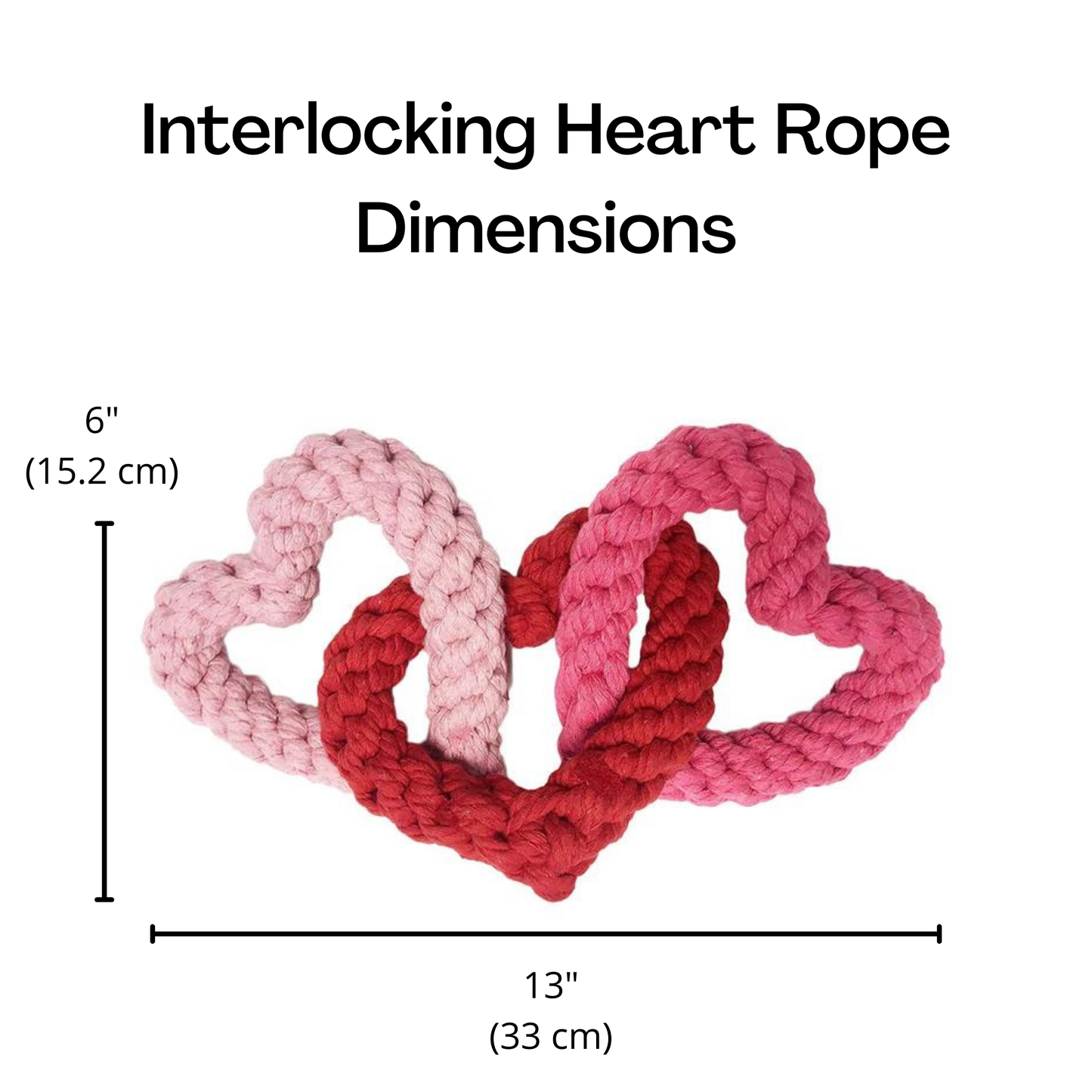 Interlocking Heart Rope Valentine Dog Toy