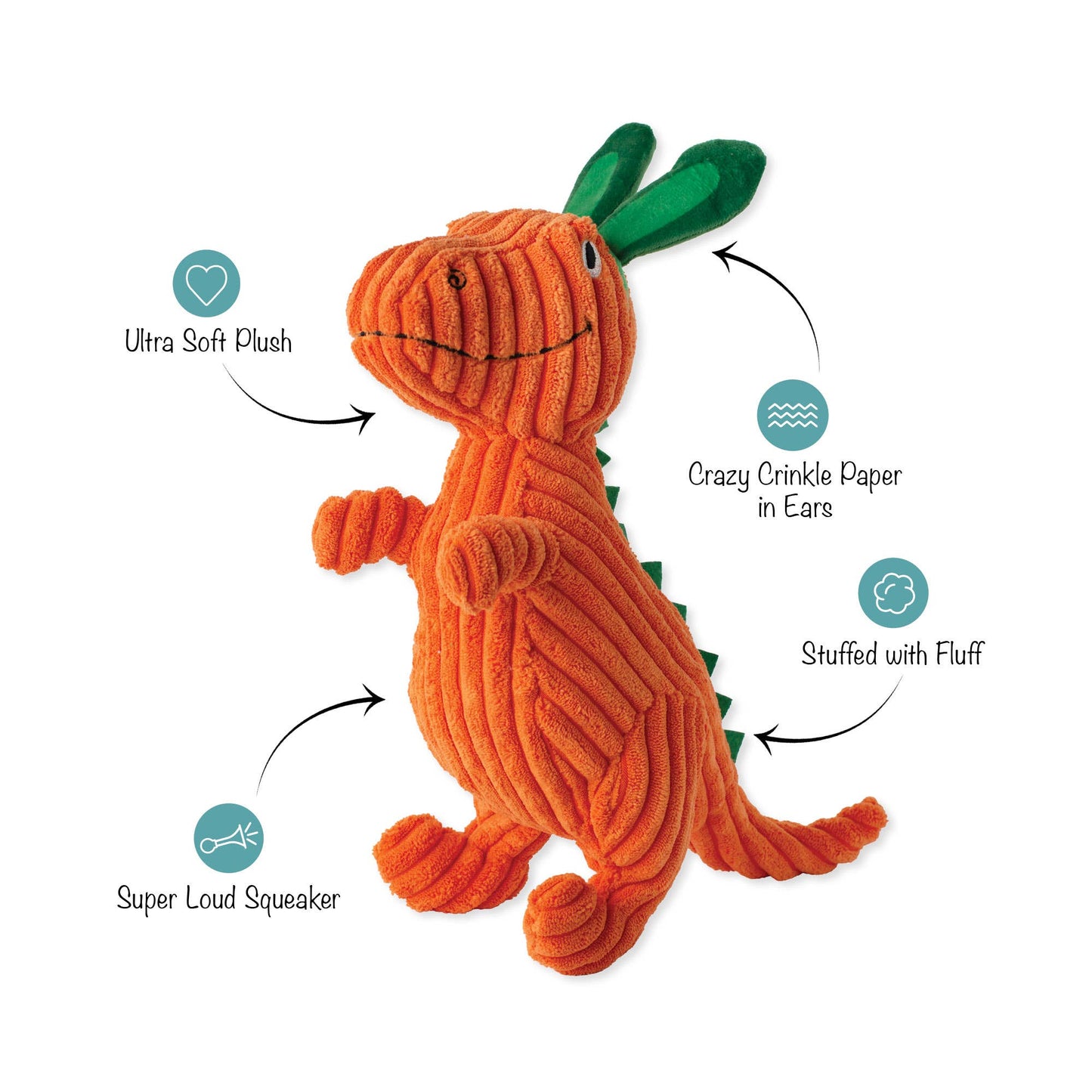 Carrot T-Rex - Plush Dog Toy