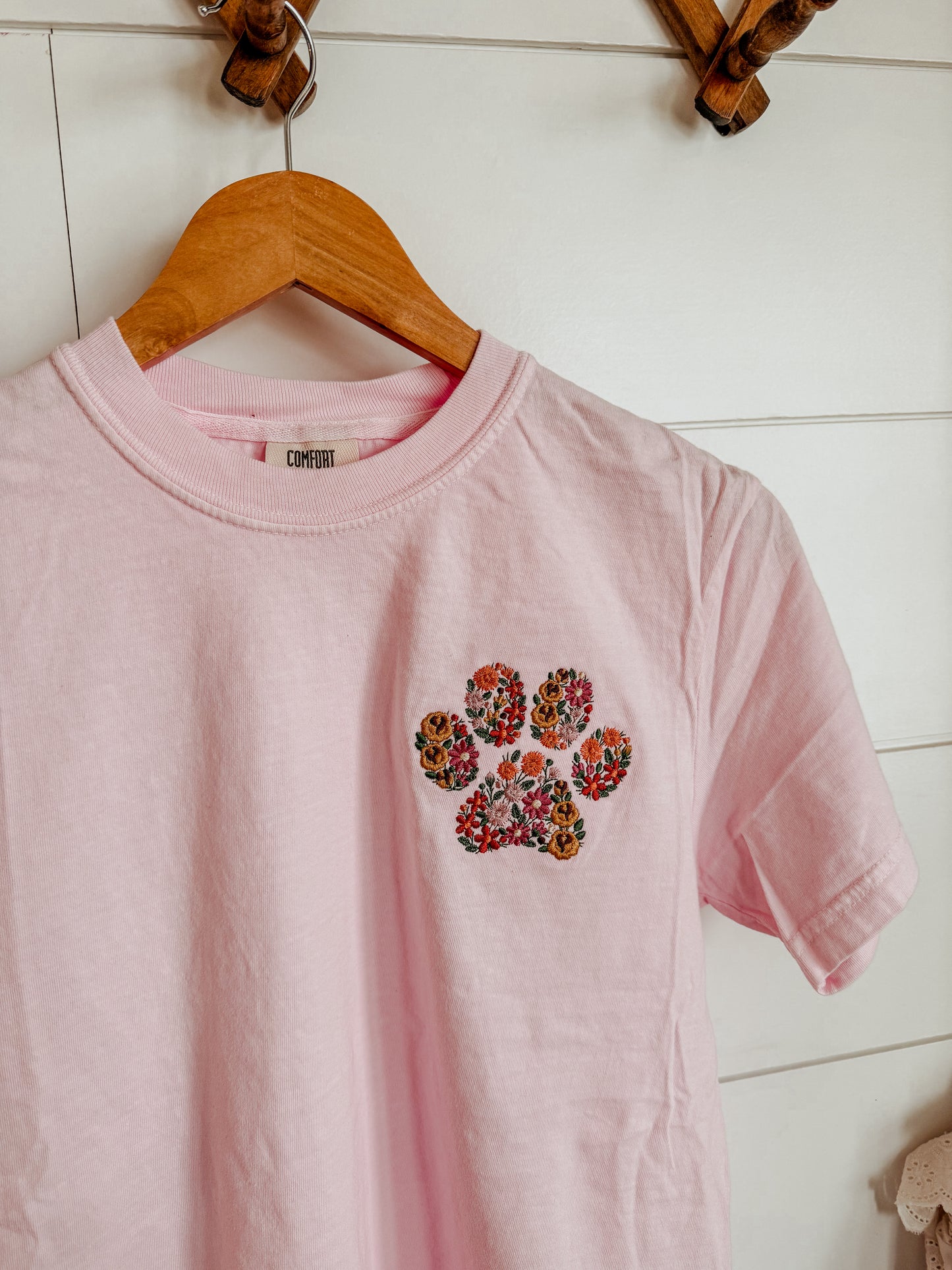 Embroidered Floral Paw T-Shirt