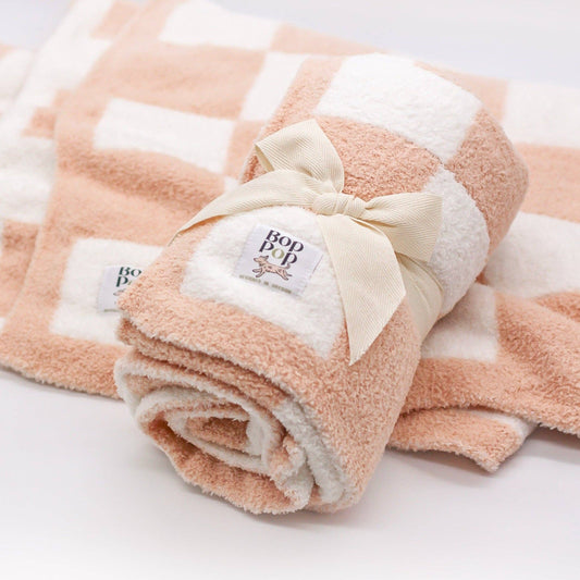 Mini Pet Blanket Dusty Pink Checkerboard