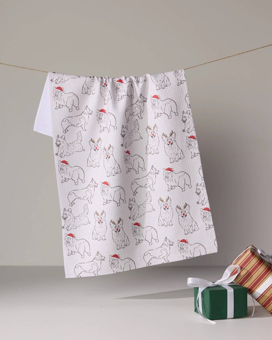 Festive Corgis Tea Towel