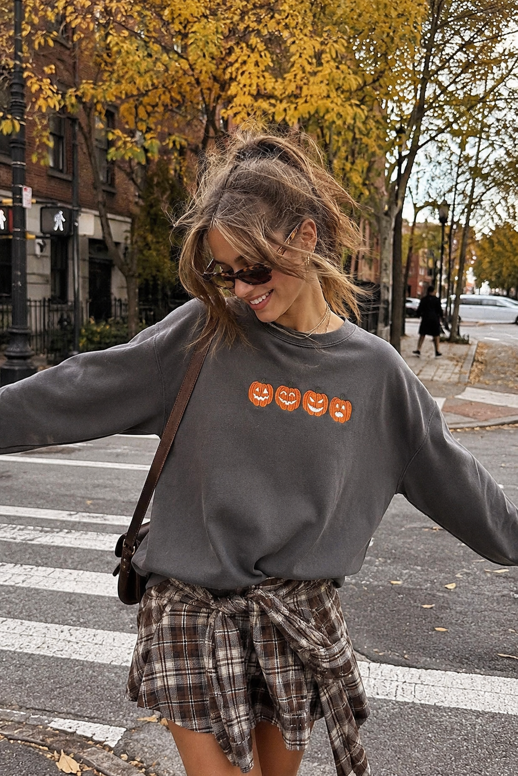 Mini Pumpkins Embroidered Sweatshirt