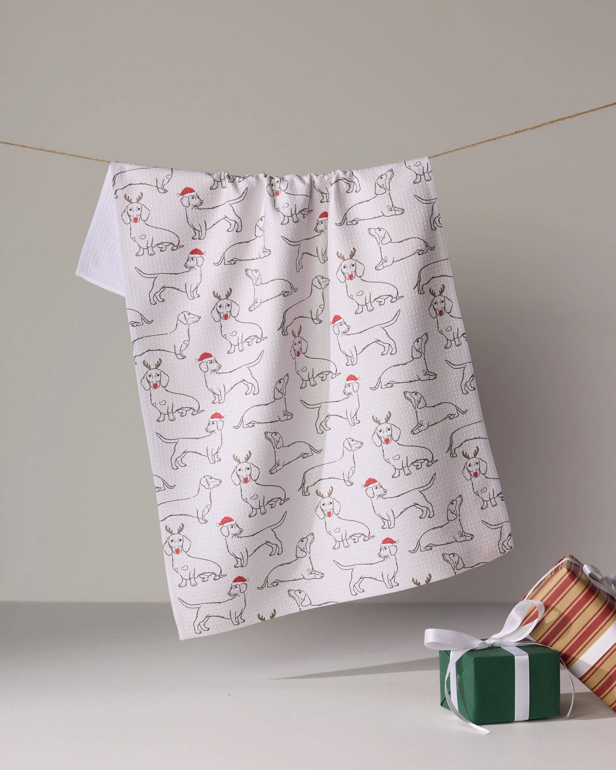 Festive Doxies Tea Towel
