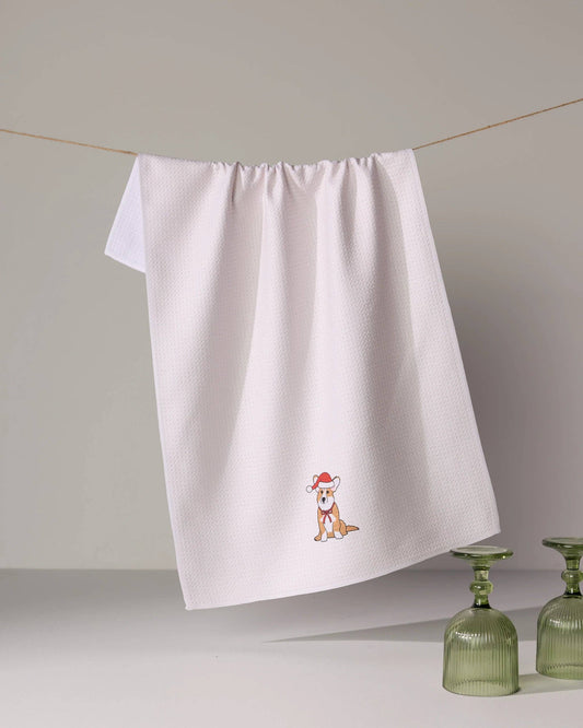 Merry Corgi Tea Towel