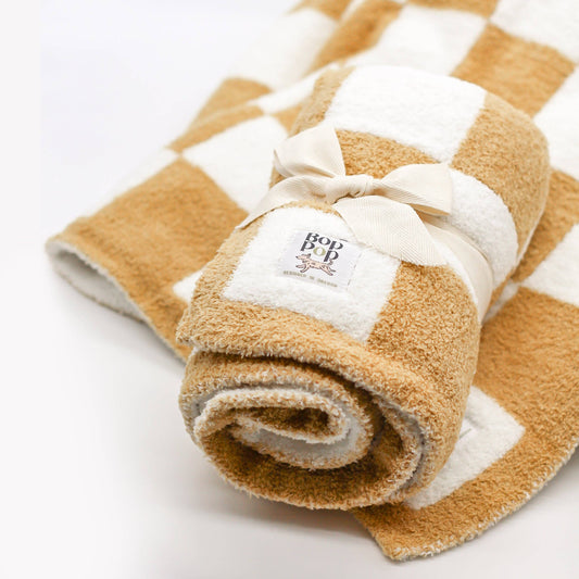 Mini Pet Blanket Tan Checkerboard