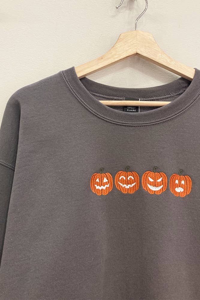 Mini Pumpkins Embroidered Sweatshirt