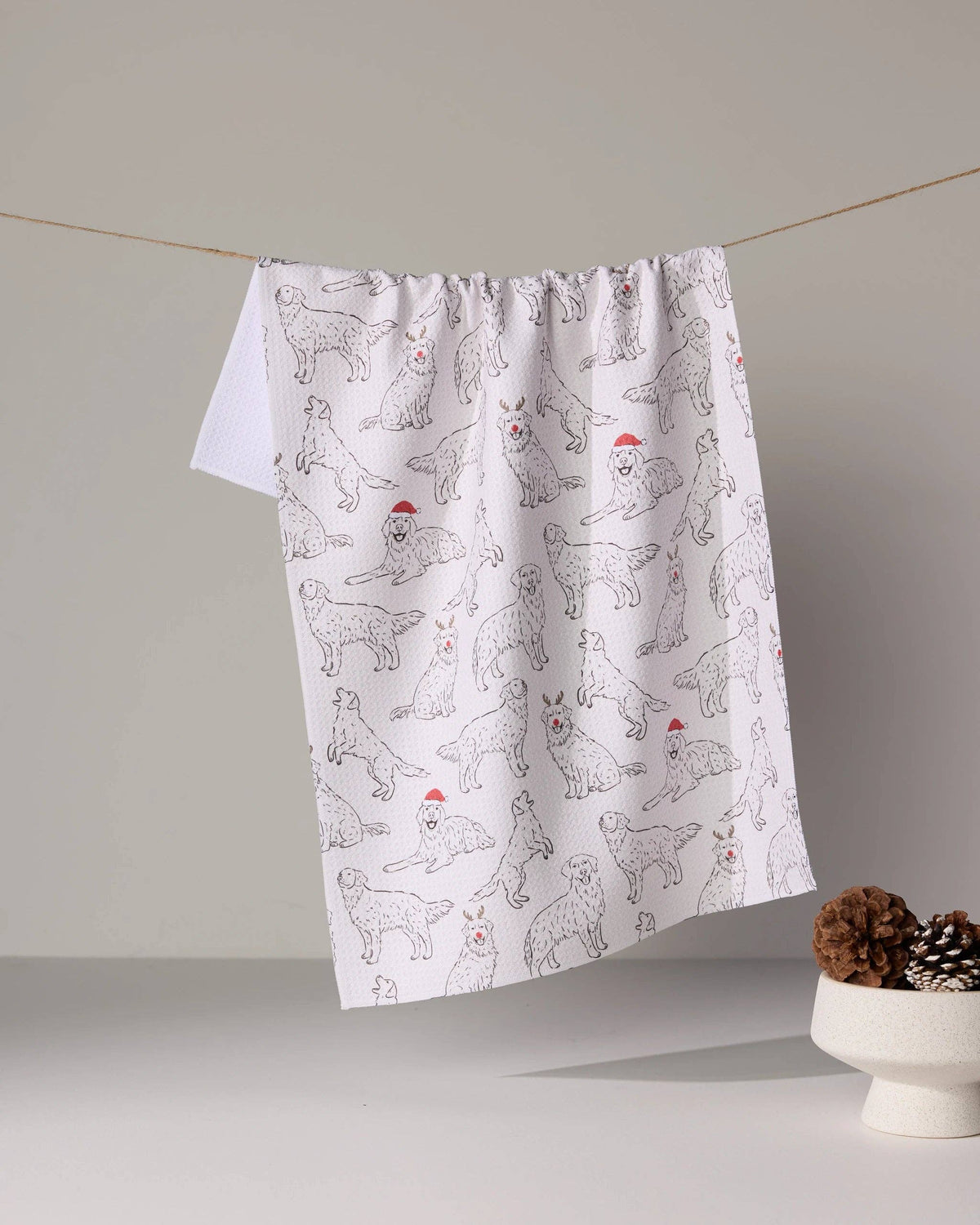 Festive Goldens Tea Towel