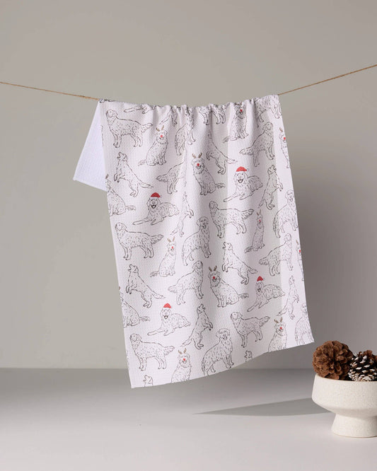 Festive Goldens Tea Towel