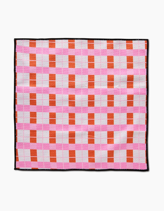 Red Pink Plaid Paw Towel