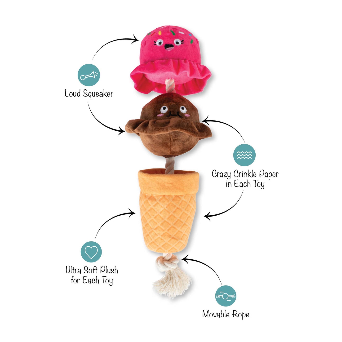 Ice Cream - Plush Rope Toy