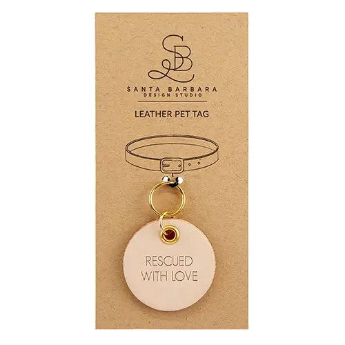 Rescued With Love - Leather Pet Tag