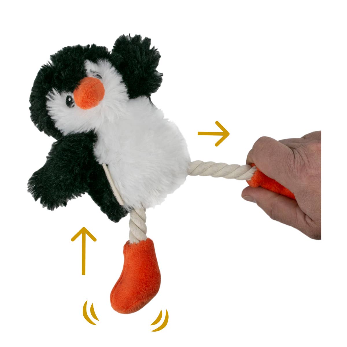Penguin Pull-Through Rope Tug Dog Toy - 10"