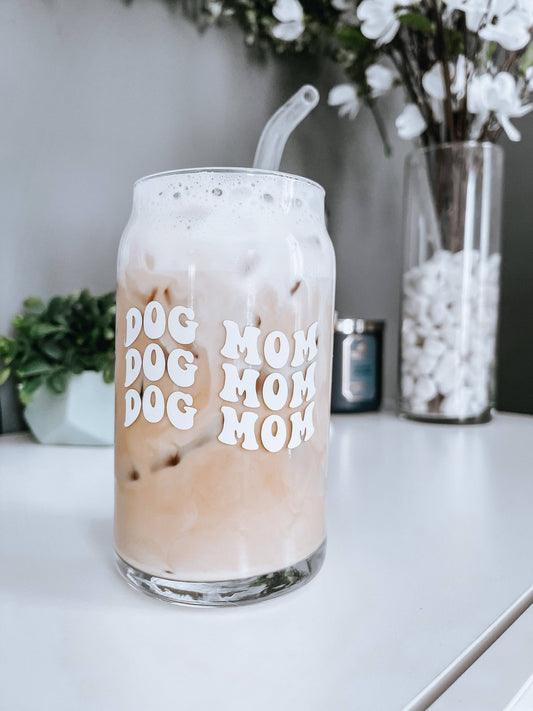 Dog Mom Glass Cup