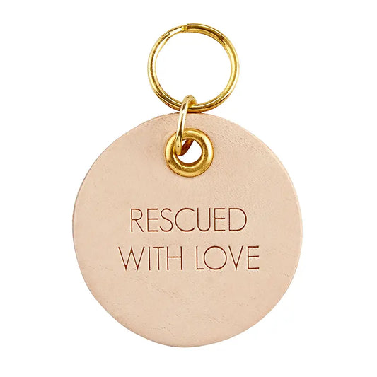 Rescued With Love - Leather Pet Tag