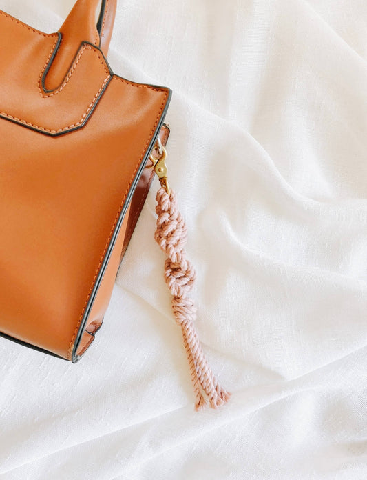 Blush Boho Macrame Keychain